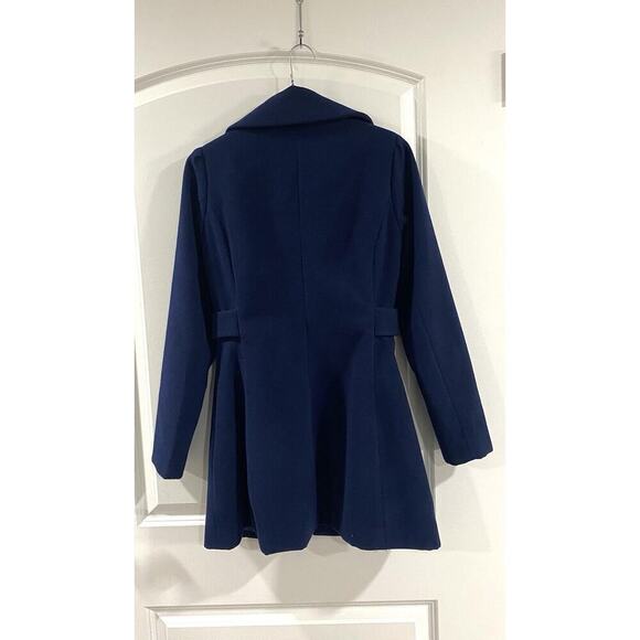 Forever 21 Blue Single Breasted Peacoat S Button Detail Wide Collar - Picture 3 of 10